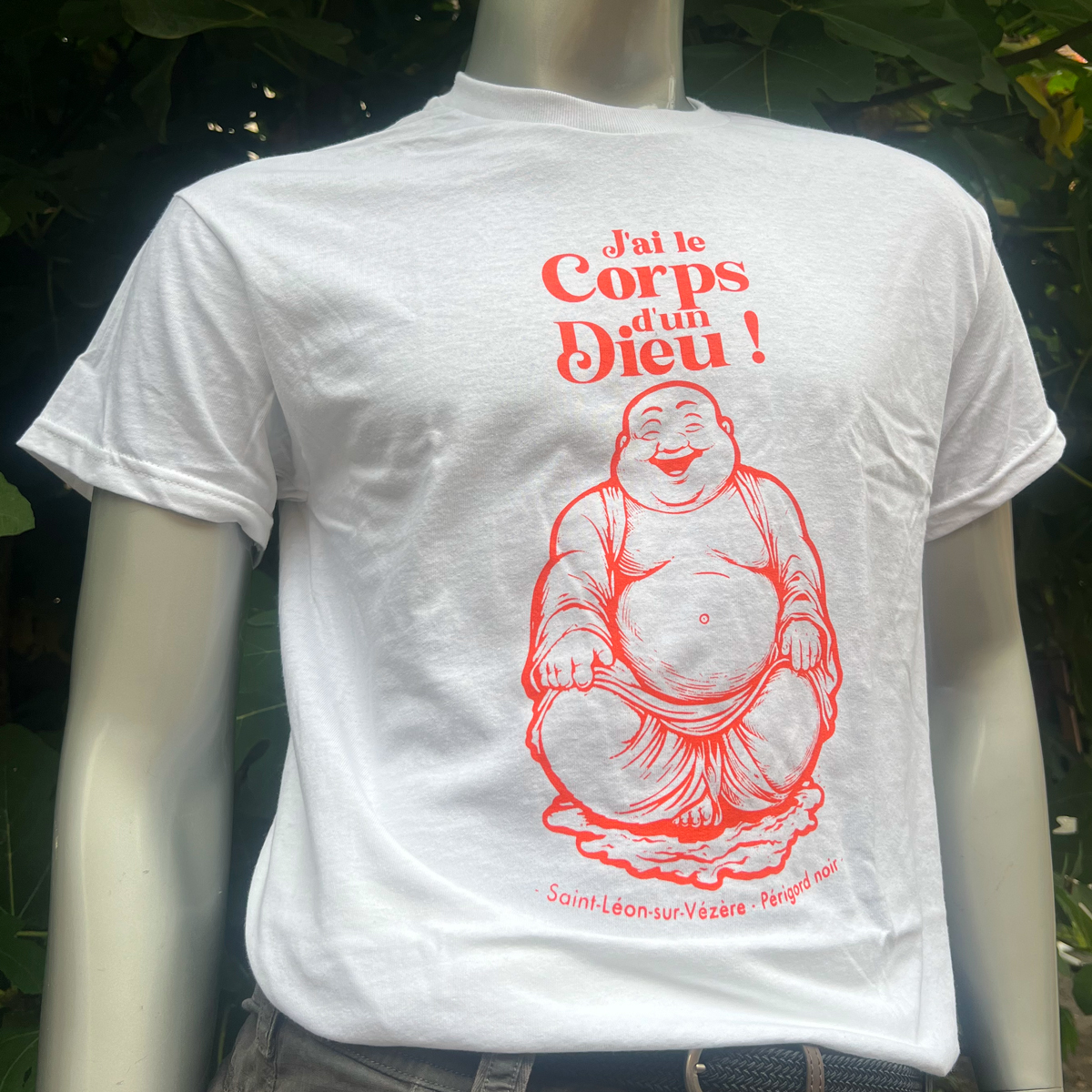 T-shirt sérigraphié "J'ai le corps d'un Dieu – Bouddha Souriant" – Image 3