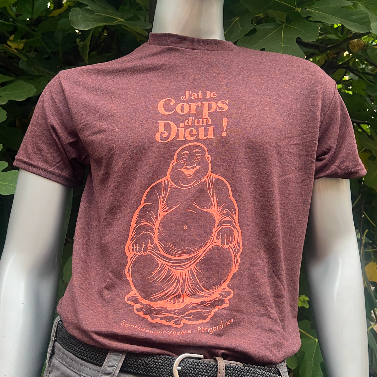 T-shirt sérigraphié "J'ai le corps d'un Dieu – Bouddha Souriant" – Image 2
